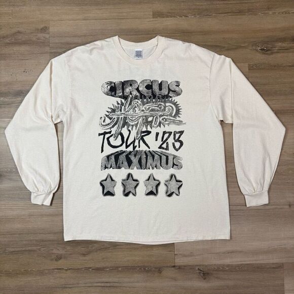 Travis Scott Circus Maximus Utopia Tour Long Sleeve Tee Shirt Size XL Cream 2023 - Picture 1 of 4